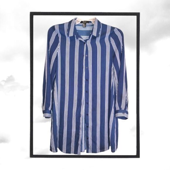 Forever 21 Chiffon Sheer Shirt Dress - Picture 2 of 8